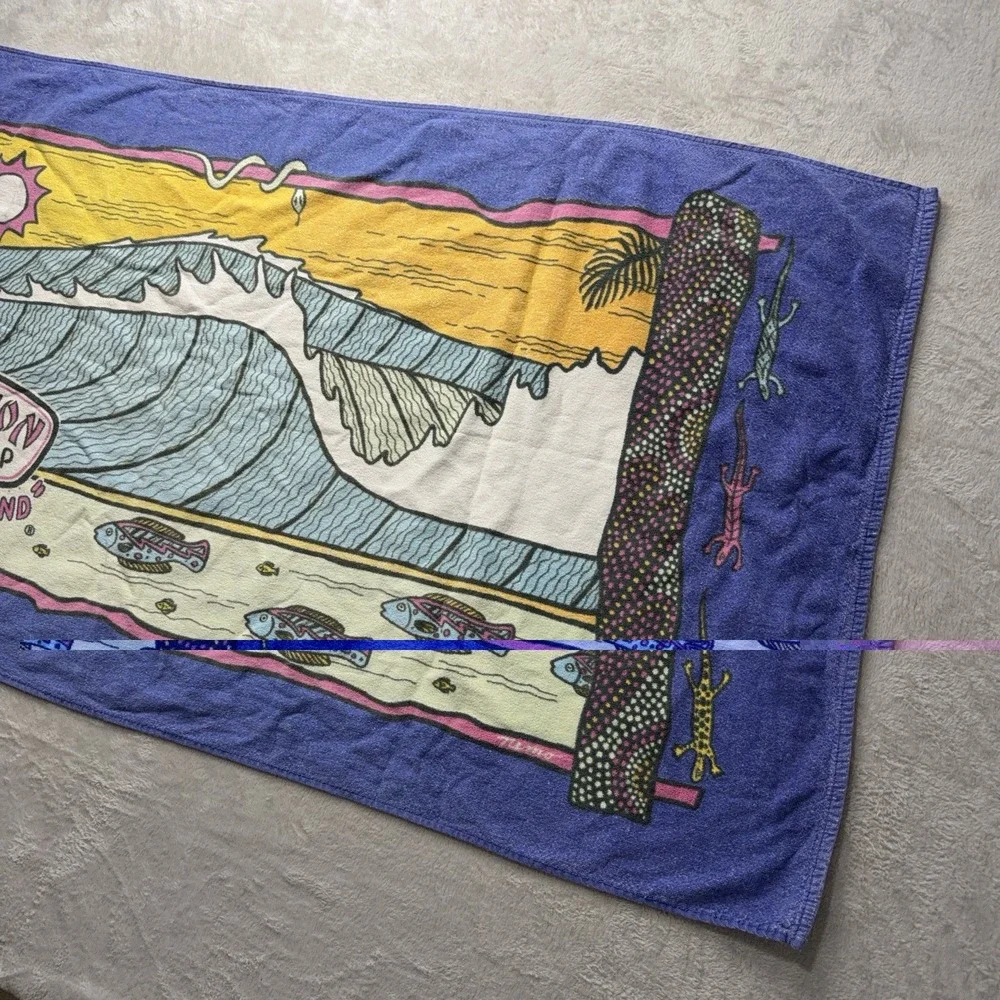 Vintage Ron John Surf Shop Beach Towel 90s Blanket Cocoa Beach Cotton 54
